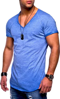 Produktbild von behype. Herren T-Shirt BHSOLIN Herren Basic Kurzarm V-Neck Oversized Shirt V-Ausschnitt