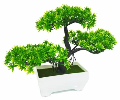 Künstlicher Bonsai-Baum, 18 cm, grün, im Topf