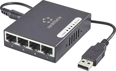 Obrázek produktu pro renkforce Netzwerk Switch RJ45 mit USB-Stromversorgung 4 Port 1 Gbit/s (1423415)