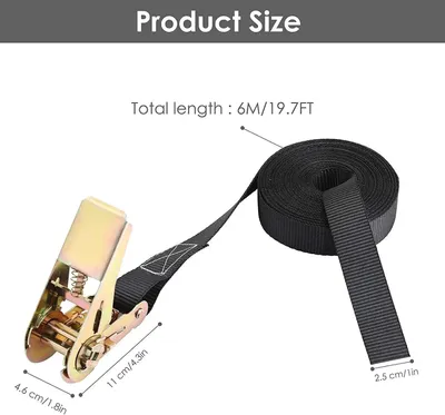 Produktbild von Spanngurte mit Ratsche - Zurrgurte 10er Set - 6 m x 25 mm - 800 kg Bruchlast - Sicherheitsverschluss - Für Umzug & Ladung - Schwarz