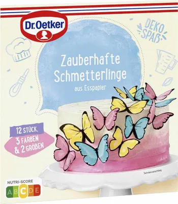 Zdjęcie produktu dla Dr. Oetker czarujące motyle w trzech kolorach 12 sztuk