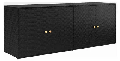 Produktbild von Gartenschrank Schwarz 198 x 55,5 x 80 cm aus Poly Rattan