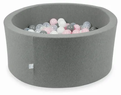 Immagine prodotto di Piscina grigia secca 90x40 con 300 palline: trasparente, bianca, grigia, rosa chiaro