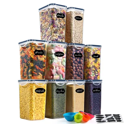 Obrázok produktu pre Sady vzduchotesných nádob na potraviny s vekom, 10 kusov, objem 1,5 litra, plast bez obsahu BPA