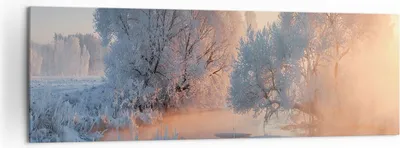 Produktbild von Bild auf Leinwand - Leinwandbild - Winter Schnee Fluss - 160x50cm - Wand Bild - Wanddeko - Leinwanddruck - Bilder - Kunstdruck - Wanddekoration - Leinwand bilder - Wandkunst - AB160x50-4108