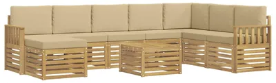 Produktbild von vidaXL Outdoor-Sofagarnitur 7 pcs Weiß und Beige 59 x 59 x 37 cm