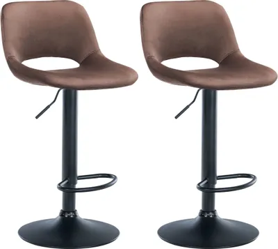 Produktbild von CLP 2er Set Barhocker Camden Samt drehbar und höhenverstellbar braun Material Gestell Metall matt schwarz