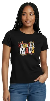 Produktbild von Spreadshirt Karnevalsmaus Fasching Outfit Lustig Frauen T-Shirt, L, Schwarz