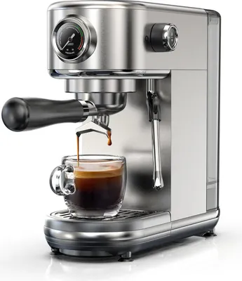 Produktbild von HiBREW H10B Espressomaschine, 20 Bar Druck, Einstellbare Temperatur und Tassenmenge, 51 mm Griff, 1,3 L Wassertank, Silber