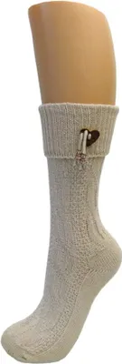 Produktbild von Trachtensocken natur mit mit Herzknopf, Größe:39-42