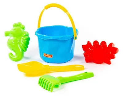 Produktbild von Polesie Sandspielzeug-Set 93912 Eimer, Schaufel, Rechen, Sandförmchen, 5-teilig bunt