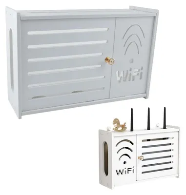 Image de Boîtier de rangement pour routeur/boîtier de câbles, boîtier de rangement pour routeur Wi-Fi, boîtier mural décoratif pour routeur, support suspendu pour routeurs Wi-Fi