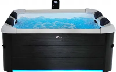 Produktbild von MSpa PureHaven aufblasbarer Whirlpool 160x160x65cm für 6 Personen 120 Massagedüsen LEDs Heizung App-Steuerung Desinfektion selbreinigend Braun