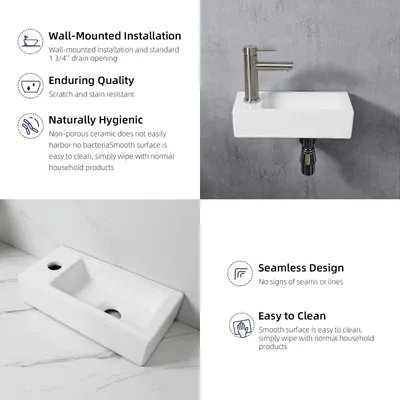 Immagine prodotto di Lavabo sospeso Ibergrif, bianco, in Vetroceramica, dimensioni 37,6 x 18,8 x 9,3 cm