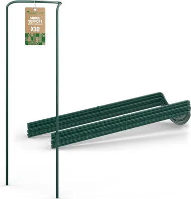 Produktbild von GardenGloss® Strauchstützen aus beschichtetem Stahl (10 Stück) - Staudenhalter halbrund 100cm x 40cm - Blumenstütze für Hortensien und Rosen - Pflanze