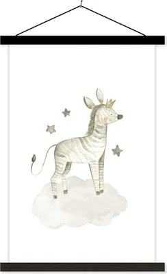Produktbild von MuchoWow® Textilposter Tiere - Zebra - Kinder 120x180 cm mit schwarzem Rahmen - Fotos