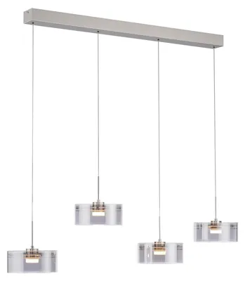 Produktbild von LED-Pendelleuchte - 110 x 180 cm - 4-flammig - Rauchfarben - Stahlgrau - Glas - Metall - höhenverstellbar