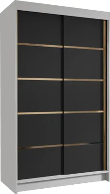 Produktbild von MIRJAN24 Schiebetürenschrank Vigo IV, Kleiderschrank mit Kleiderstange, mit zwei Schwebetüren, Garderobe (Farbe: Weiß / Schwarz)