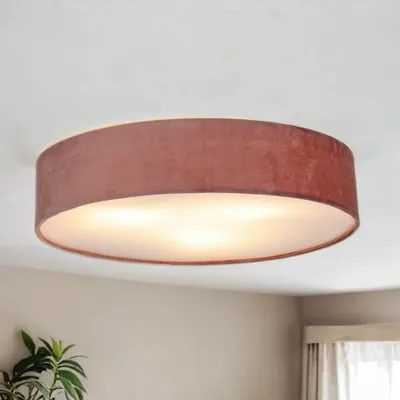 Produktbild von Deckenlampe Metall E27 D: 50 cm rund Rosa 3-flammig Modern