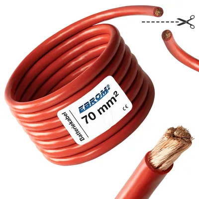 Produktbild von Batteriekabel Aderleitung ROT H07V-K 70mm² - KFZ Batterie Kabel 100% OFC Kupfer - Schnitt - Meterware nach Ihren Wünschen - 70mm2