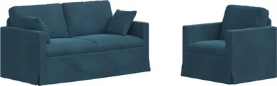 Zdjęcie produktu dla Zestaw sof vidaXL, 2 szt., niebieski, 158 x 78 x 80 cm, aksamit