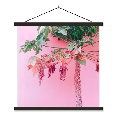 Produktbild von MuchoWow® Textilposter Palme - Tropisch - Rosa - Sommer 40x40 cm mit schwarzem Rahmen - Fotos