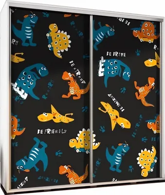 Produktbild von Schwebetürenschrank PENELOPA 205 Schrank Kleidereschrank mit Grafiken Dino