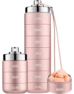 Image de Pilulier métal nomade rose Plic compact robuste organiseur médicaments