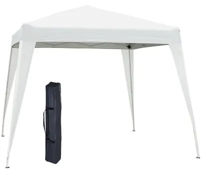 Produktbild von Outsunny Faltpavillon Pavillon Zelt Festzelt Partyzelt Stahl Weiß 2,4x2,4x2,5 m