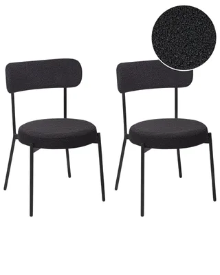 Produktbild von BELIANI Esszimmerstuhl 2er Set Schwarz Bouclé-Bezug mit Hoher Lehne Metallbeine Modernes Design Sitzmöbel Esszimmer Küche Wohnküche Wohnzimmer