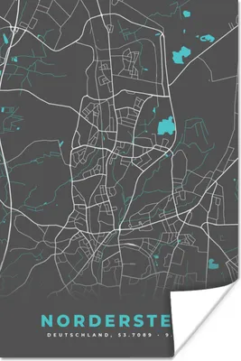 Produktbild von MuchoWow® Poster Norderstedt - Stadtplan - Blau - Karte - Deutschland 20x30 cm - Papierdruck