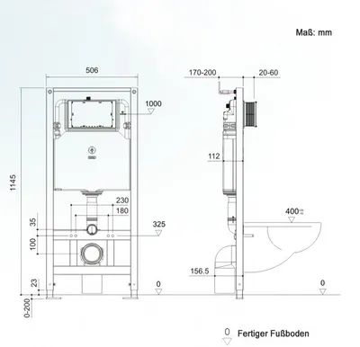 Produktbild von BERNSTEIN WC-Sparpaket 3: Spülrandloses Wand-Hänge-WC NT2039 mit Soft-Close Sitz, Vorwandelement G3004A und Betätigungsplatte