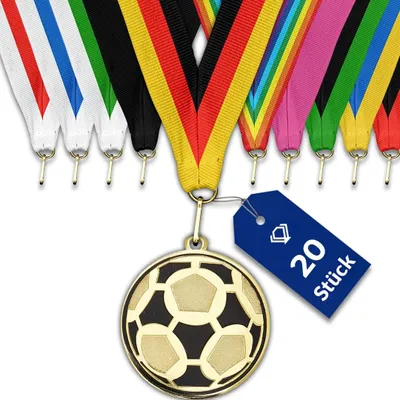 Immagine prodotto di Set di 20 medaglie per calcio - Oro - 5 cm