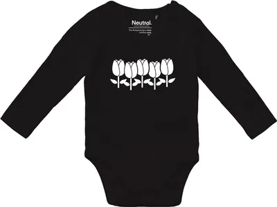 Produktbild von Huuraa Baby Body Tulpen Blüte 80 Black  Baumwolle Fairtrade Langarmbody Geschenkidee
