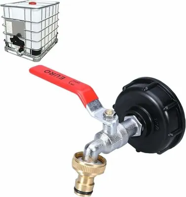 Produktbild von Ibc Wasserhahn Tank 1000L Regenwassersammler Wasserhahn, Ibc Wassertank Adapter 1/2 Doppel Regenwassersammler Wasserhahn, Messing Wasserhahn Aus PP Grobgewinde 60 Mm (3/4)