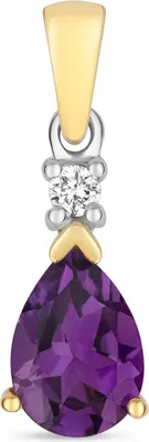 Produktbild von 9 Karat (375) Gold Damen - Diamant Anhänger mit Amethyst - 17mm*5mm; TRS34469KY