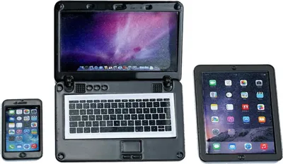 Produktbild von Puppenhaus Mini Laptop Set, Puppenhaus Lernen Zubehör, Metall Simulation Laptop Tablet Smartphone Mini (Schwarz)