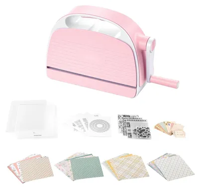 Image de Machine manuelle de découpe et de gaufrage - Ensemble de découpe de 152 mm - Portable - Avec des matrices de découpe et des plaques de gaufrage - Avec des lames de coupe et des feuilles de papier - Pour scrapbooking et création de cartes