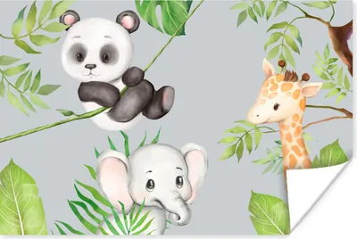 Produktbild von MuchoWow® Poster Dschungel - Blätter - Tiere 90x60 cm - Schlafzimmer