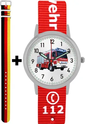Produktbild von Pacific Time Feuerwehr Armbanduhr Kinder Jungen Mädchen 2 Wechselarmbänder Deutschland 87438