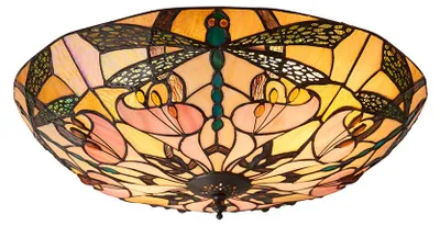 Obrázek produktu pro Kruhový stropní svítidlo ASHTON, hnědé, 2xE27x20W, sklo, rozměry: 15x45x45 cm, IP20, Tiffany