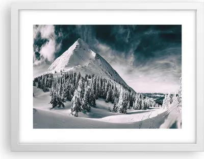 Produktbild von Gerahmtes Poster - Weißer Rahmen - Dunkel Himmel Berg - 40x30 cm - Wand Bild - Wanddeko - Wandbilder - Kunstposter - Wandposter - Bilderrahmen - Bilder - Kunstdruck - Wanddekoration - P2WAA40x30-4459