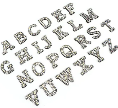 Produktbild von Buchstaben-Strass-Applikationen, 26 Stück, dekorative Aufnäher für Kleidung, DIY, Nähen, Basteln, Zubehör für Kleidung und Taschen