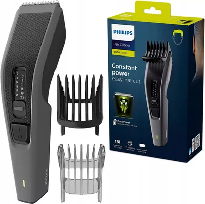 A Philips hair clipper and its packaging are displayed.