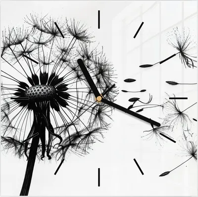 Produktbild von Wanduhr aus Glas mit Motiv Pusteblume- 30 x 30 cm - inkl. Aufhängesystem