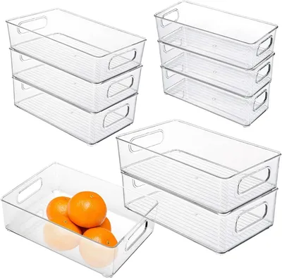 Produktbild von Kühlschrank Organizer Set, 9-teilig, transparent, stapelbar, mit Handgriffen, für Kühlschrank und