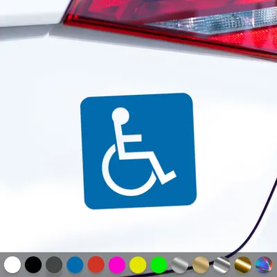 Produktbild von PantherPixel Rollstuhl Aufkleber Behindert Hinweis Rollstuhlfahrer Sticker Auto Geschenkidee Farbe Blau