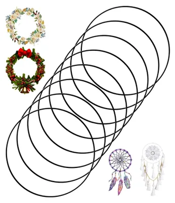 Produktbild von 8 Stück 20 cm schwarze Metallringe zum Basteln, Dekoring zum Aufhängen, Drahtringe für Wickeltechnik, Traumfänger, Floristik, Hochzeitskranz, Weihnachtsdekoration