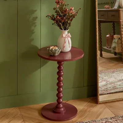 Image de Table d'appoint Eazy Living, diamètre 38 cm, couleur Roselin Bordeaux, Image générée par une IA