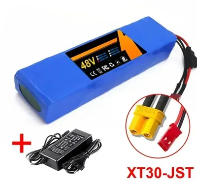 Obrázok produktu pre Lítiová článková batéria 48V 100Ah - Batériový balík 13S2P - 100000 mAh - BMS (systém riadenia batérie) 250–1000W - Nabíjačka 54,6V - Konektory XT30 JST